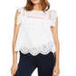 INC International Concepts Women's Eyelet Flutter Sleeve Top White Size Medium