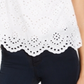 INC International Concepts Women's Eyelet Flutter Sleeve Top White Size Medium