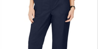 Charter Club Women's Cropped Twill Pants Blue Size 16