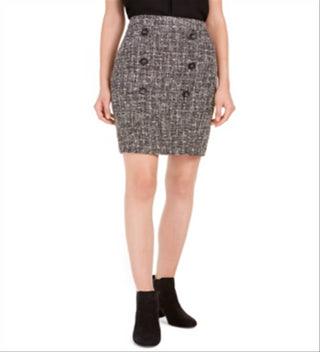 Bar III Women's Textured Short Wear To Work Pencil Skirt Black Size 12