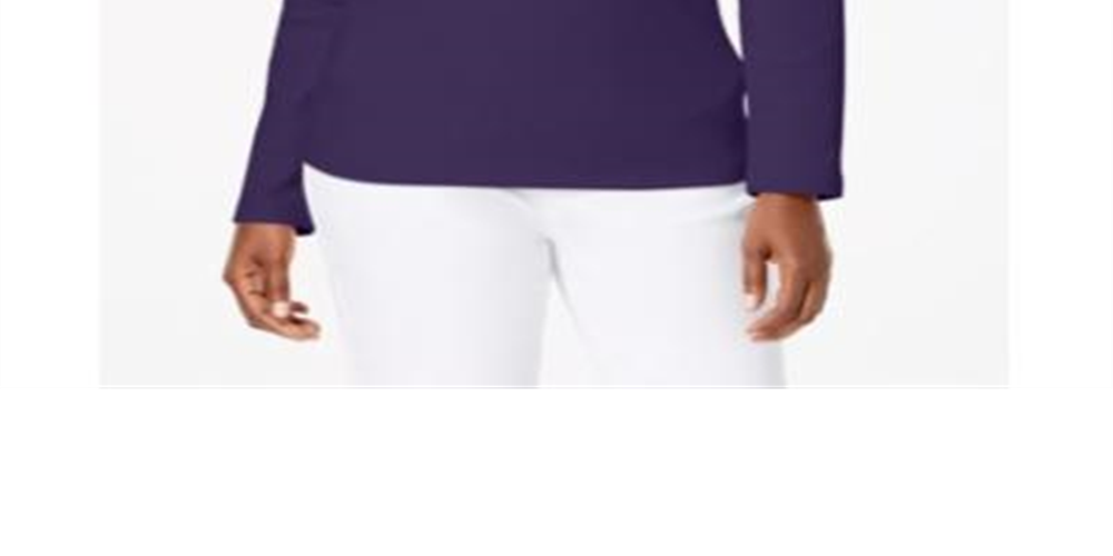 Karen Scott Women's Cotton Henley Top Purple Size Medium