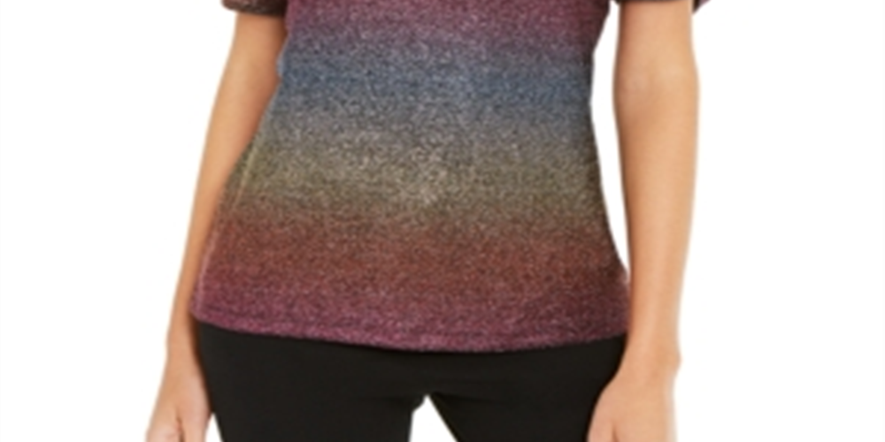 INC International Concepts Women's Rainbow Shine Top Black Size X-Small