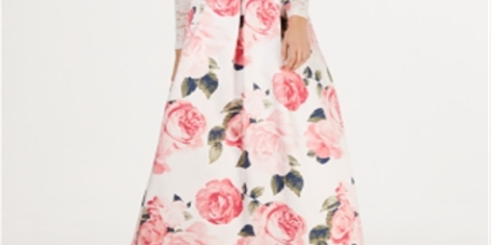 Teeze Me Junior's 2 Pc Off The Shoulder Lace & Floral Gown off White Size 5