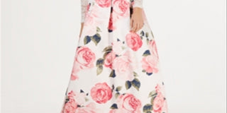 Teeze Me Junior's 2 Pc Off The Shoulder Lace & Floral Gown off White Size 5