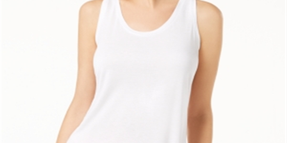 Maison Jules Women's Scoop Neck Tank Top White Size Small