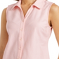 Charter Club Women's Cotton Pique Sleeveless Shirt Pink Size 16