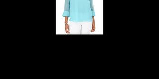 Charter Club Women's Split Sleeve Solid Knit Top Blue Size XX-Large