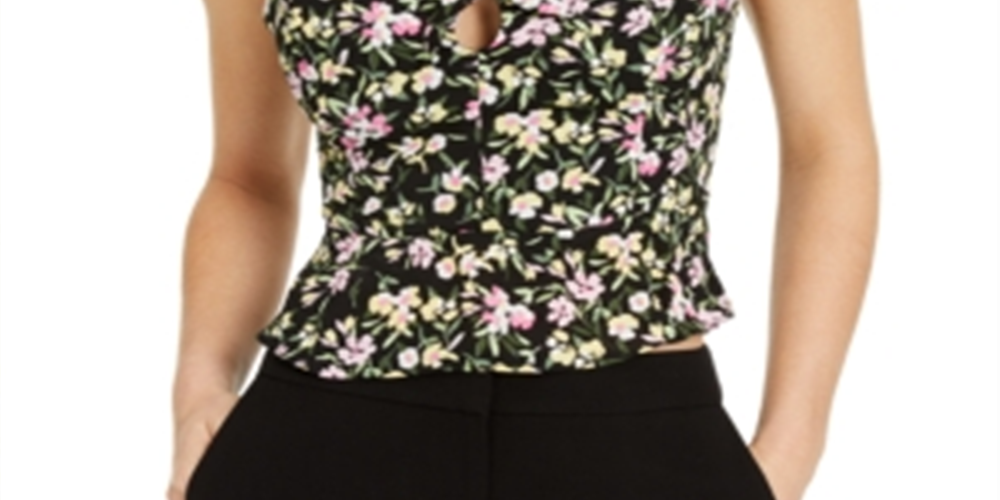 Bar III Women's Floral Cami Top Black Size XX-Small