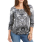 Style & Co Women's Printed Top Black Size Small
