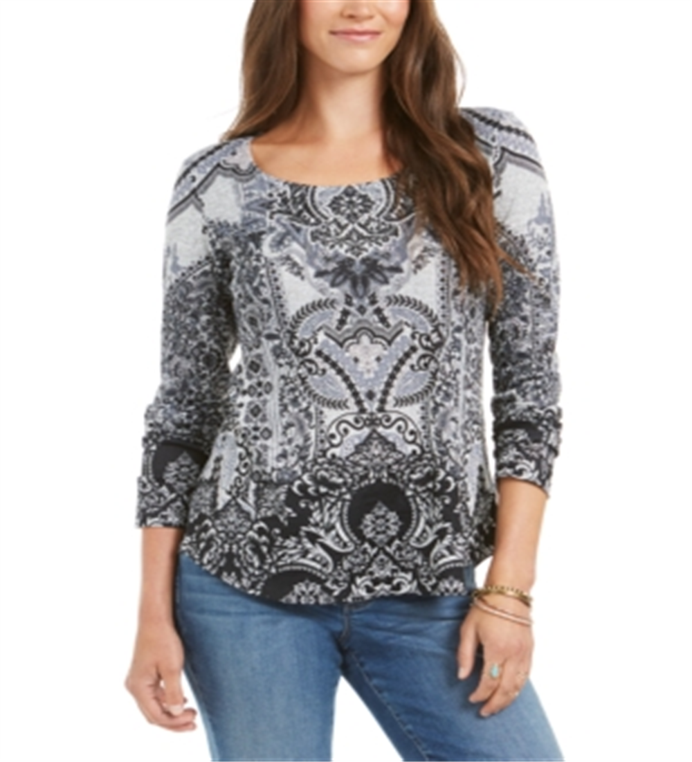 Style & Co Women's Printed Top Black Size Small