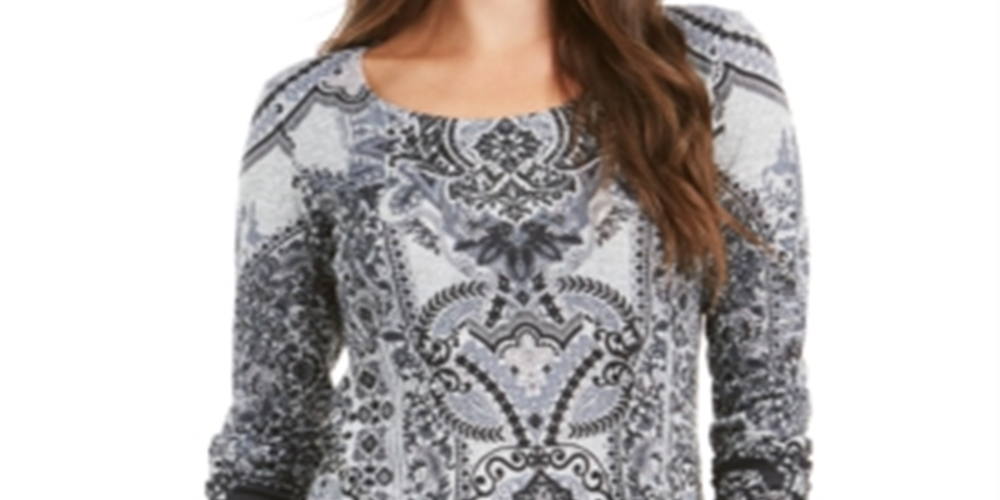 Style & Co Women's Printed Top Black Size Small