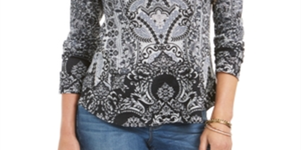 Style & Co Women's Printed Top Black Size Small