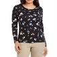 Charter Club Women's Cotton Ditsy Print Top Black Size XX-Large