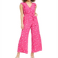 Charter Club Women's Printed Belted Jumpsuit Pink Size 12