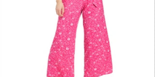 Charter Club Women's Printed Belted Jumpsuit Pink Size 12