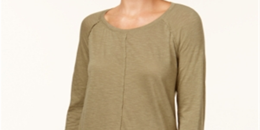 Style & Co Women's Cotton High Low Top Green Size XX-Large