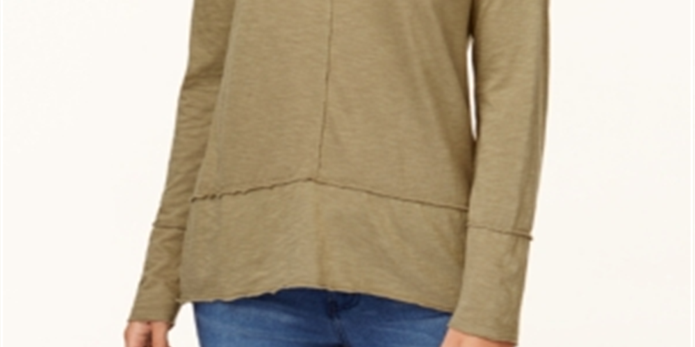 Style & Co Women's Cotton High Low Top Green Size XX-Large