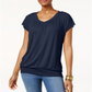 JM Collection Women's Blouson T-Shirt Blue Size Small
