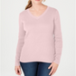 Karen Scott Women's Cotton V Neck Sweater Pink Size Small