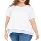 Michael Kors Women's Plus Layered Split Back Top White Size 0X