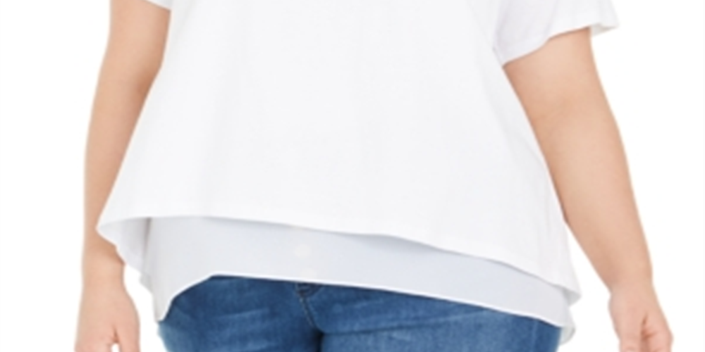 Michael Kors Women's Plus Layered Split Back Top White Size 0X