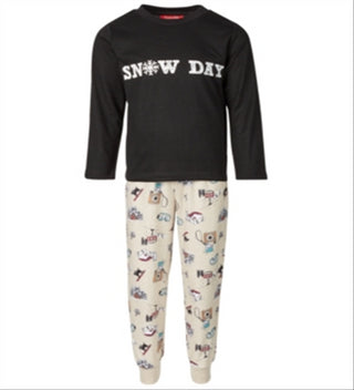 Family Pajamas Women's Matching Kids Snow Day Set Brown Size 2T-3T