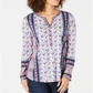 Style & Co Women's Patchwork Print Top Blue Size Small