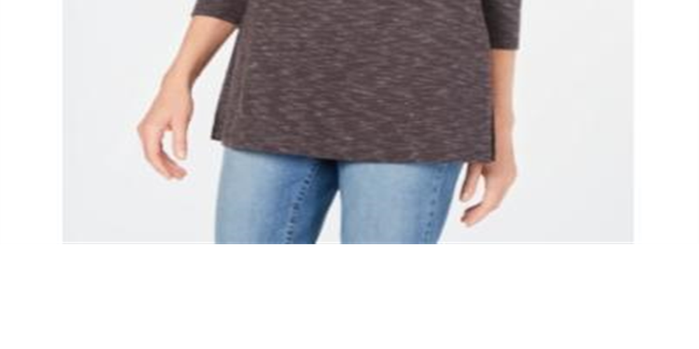 Karen Scott Women's Womens 3/4 Sleeve Jewel Neck Top Gray Size Large
