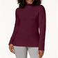 Karen Scott Women's Long Sleeve Mock Neck Cotton Top  Red Size Petite S