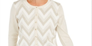 Charter Club Women's Zigzag Print Cardigan White Size Medium