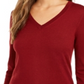 Charter Club Women's Merino Wool Button Cuff V Neck Sweater Red Size X-Large