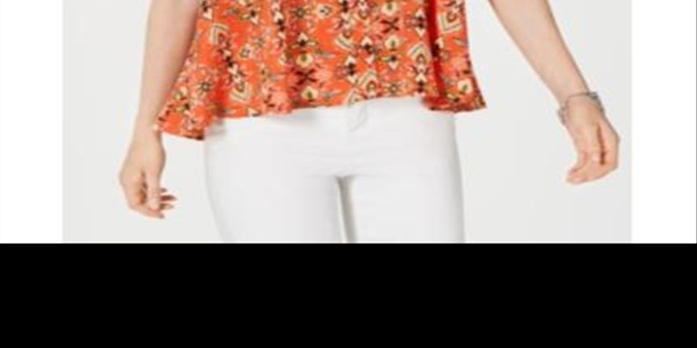 Style & Co Women's  Printed Sleeveless High Low Swing Top Orange Size PP