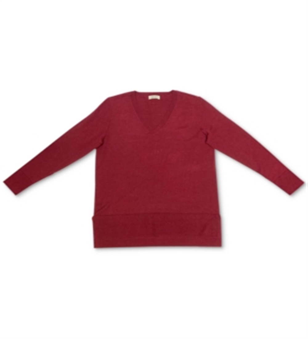 Style & Co Women's V Neck Band Hem Sweater Red Size Medium