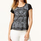Style & Co Women's Short Sleeve Scoop Neck Top Black Size Petite X-Large