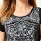 Style & Co Women's Short Sleeve Scoop Neck Top Black Size Petite X-Large
