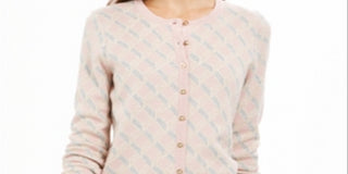 Charter Club Women's Lurex Patterned Cardigan Ballet Ribbon Combo Pink Size XX-Large