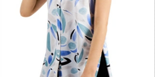 Alfani Women's Button Down Collared Tunic Top Blue Size Petite Large