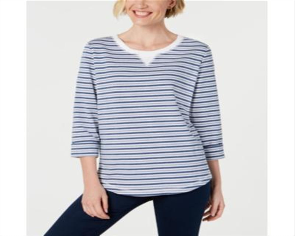 Karen Scott Women's Zoe Sweatshirt  Blue Size X-Large
