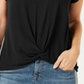 Style & Co Women's Twist Hem Scoop-Neck Top  Black Size Petite S