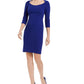 Calvin Klein Women's Zippered 3/4 Sleeve Scoop Neck Short Dress Blue Size 10