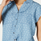 Style & Co Women's Short Sleeve Shirt  Blue Size Medium