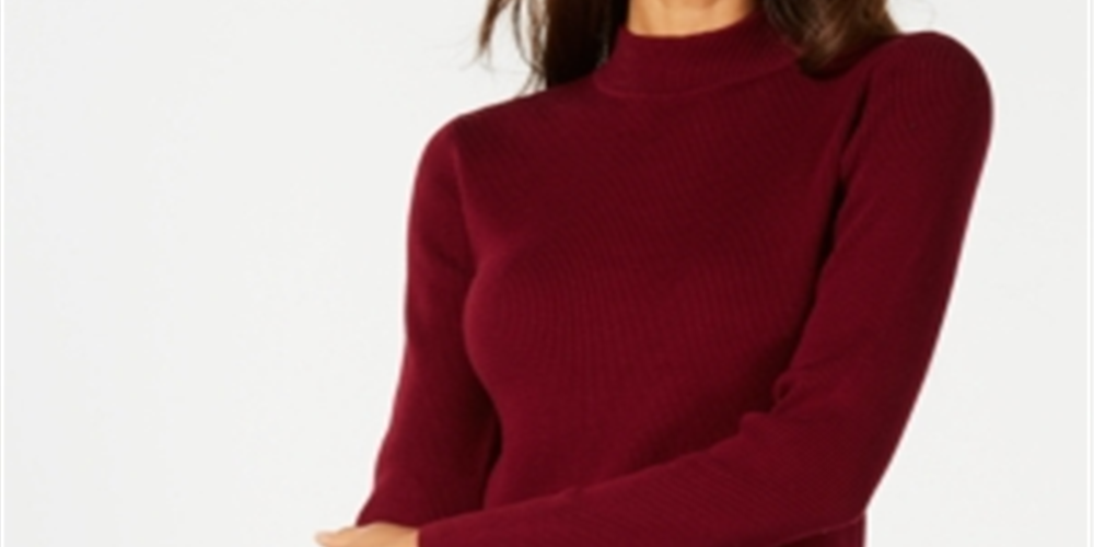 Karen Scott Women's Cotton Ribbed Turtleneck Top Red Size XX-Large