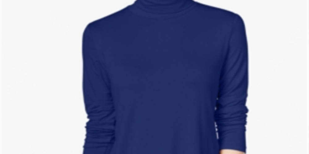JM Collection Women's Turtleneck Top Blue Size Petite S