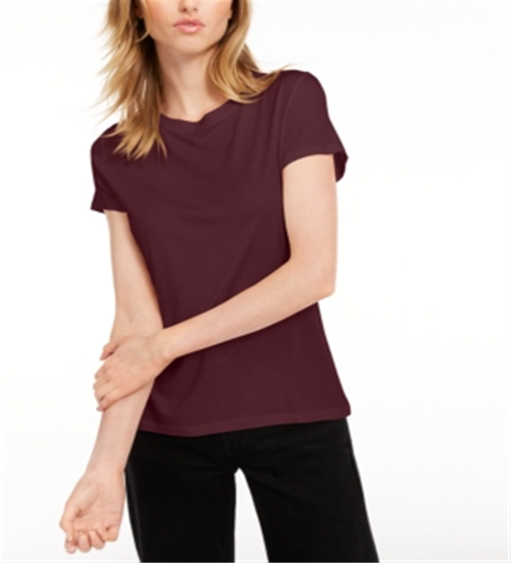 Maison Jules Women's Tie Back Solid T-Shirt  Red Size Medium
