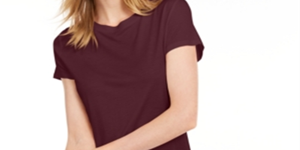 Maison Jules Women's Tie Back Solid T-Shirt  Red Size Medium
