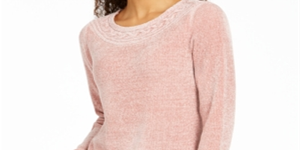 Karen Scott Women's Boat Neck Chenille Sweater Pink Size X-Large