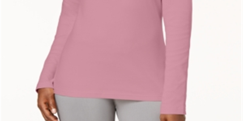 Karen Scott Women's Cotton Mock Neck Top Pink Size Medium
