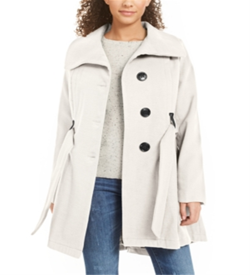 Madden Girl Juniors' Belted Skirted Coat Beige Size X-Large