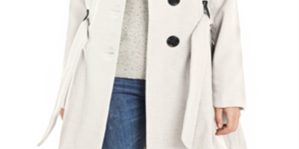 Madden Girl Juniors' Belted Skirted Coat Beige Size X-Large