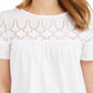 Style & Co Women's Eyelet Yoke Short Sleeve Top White Size X-Small